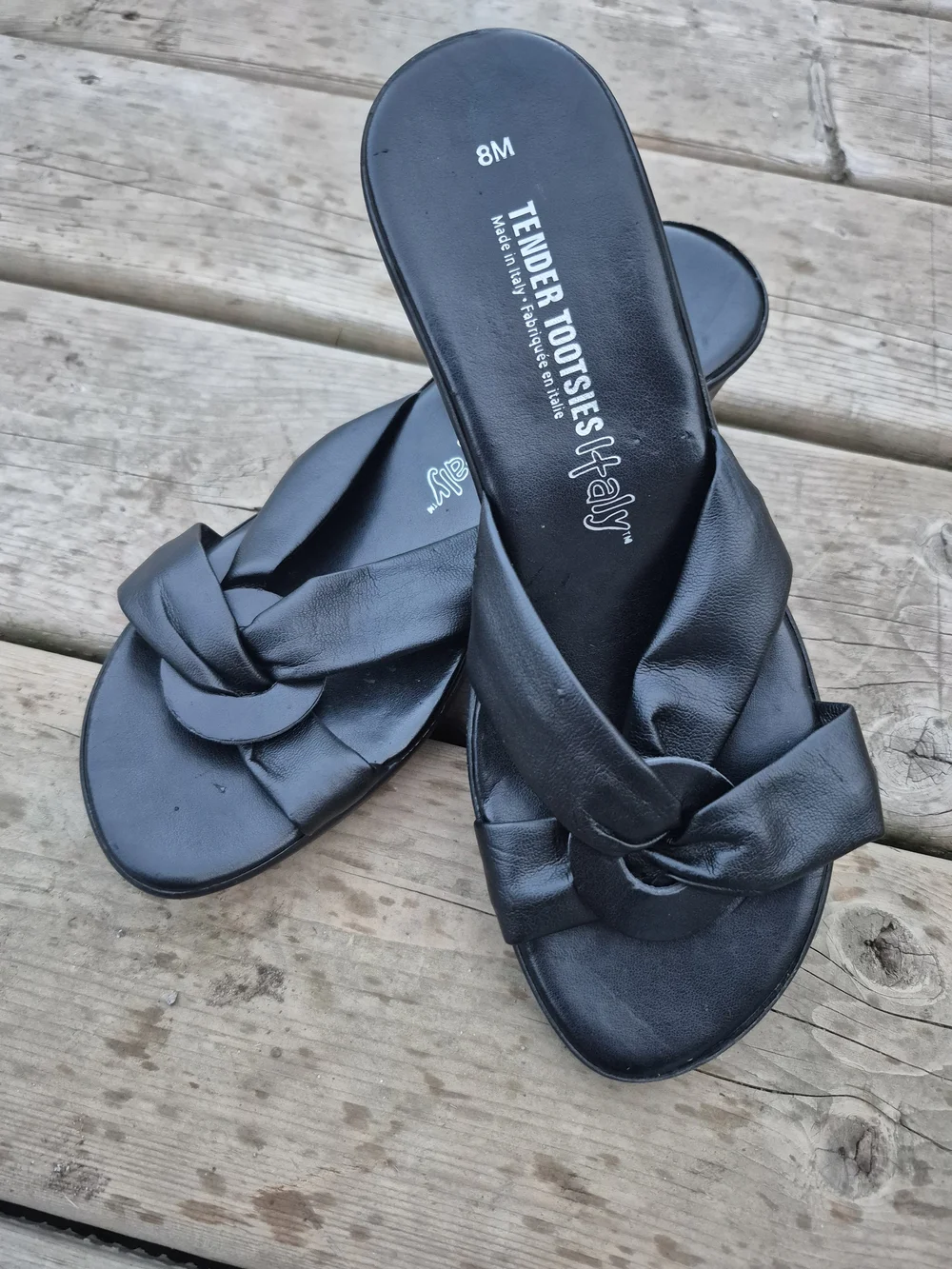 Tender Tootsies Haley Black Knotted Slide Mules - Women's 8M - Picture 9 of 10